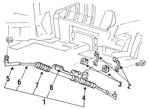 1993 Mercury Villager P/S Pump & Hoses, Steering Gear & Linkage Gear Assembly Bracket Diagram for F3XY-3E714-AA