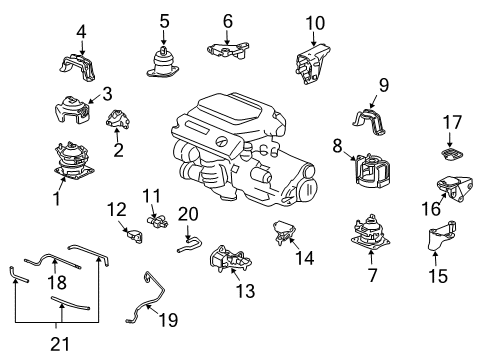 2008 Acura TL Engine & Trans Mounting Tube, Rear Electronic Control Mount Diagram for 50940-SDB-A00