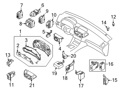 2003 Infiniti M45 Switches Instrument Combination Meter Assembly Diagram for 24810-CR902