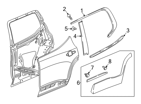 2018 GMC Acadia Exterior Trim - Rear Door Lower Molding Diagram for 84462101