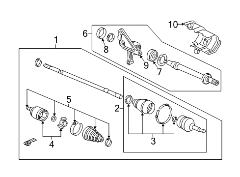 2014 Acura TSX Drive Axles - Front Driveshaft Assembly, Passenger Side Diagram for 44305-TP1-A02