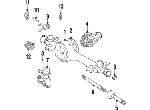 1996 Lexus LX450 Front Axle & Carrier Retainer, Differential Lock Shaft Diagram for 41469-60010