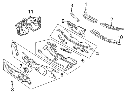 2003 Dodge Intrepid Cowl SILENCER-COWL Side Diagram for 4698441AD