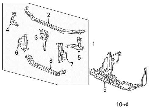 2003 Acura CL Radiator Support Frame, Front Bulkhead (Upper) Diagram for 60431-S3M-A00ZZ