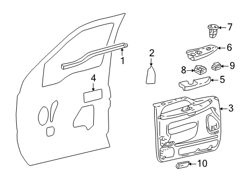 2000 Ford Excursion Front Door Armrest Diagram for YC3Z2524101BAB