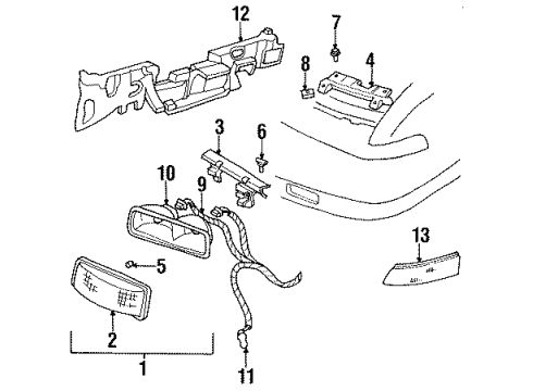 1996 Chevrolet Lumina APV Headlamps Lens, Headlamp (W/Housing) (RH) Diagram for 16521318