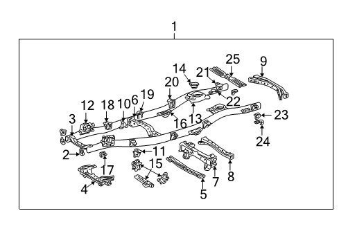 2007 Toyota Land Cruiser Frame & Components Crossmember Diagram for 51202-60230