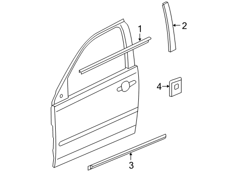 2009 Pontiac G6 Exterior Trim - Front Door Body Side Molding Diagram for 89024127