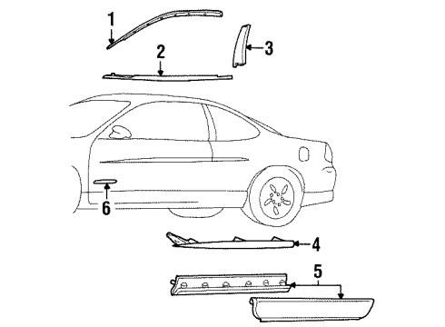 2003 Pontiac Grand Prix Exterior Trim - Front Door Reveal Molding Diagram for 10321354