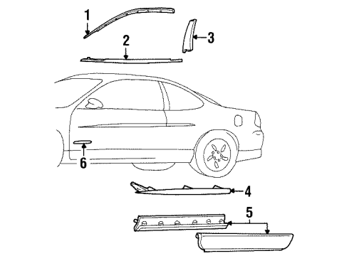 2003 Pontiac Grand Prix Exterior Trim - Front Door Molding Asm-Front Side Door Window Upper Reveal-LH *Black Diagram for 10321355