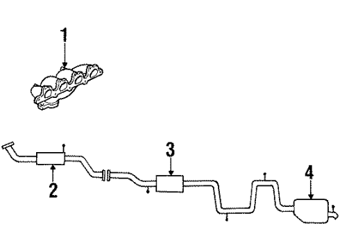 2000 Ford Contour Exhaust Components, Exhaust Manifold Rear Muffler Diagram for F8RZ-5230-ZR