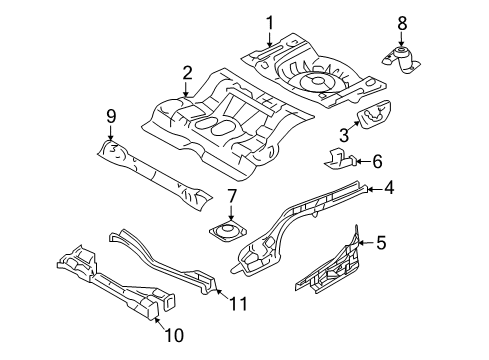 2007 Lincoln MKZ Rear Floor & Rails Floor Crossmember Diagram for 6E5Z-5410692-AA