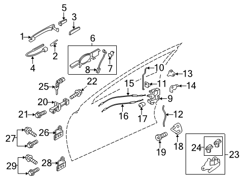 2013 Mitsubishi Lancer Front Door - Lock & Hardware Clip-Door Lock Diagram for MU481193