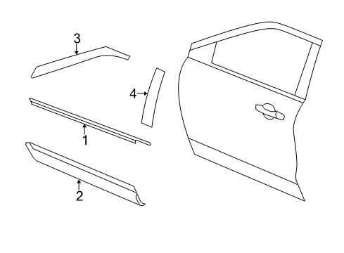 2019 Ford Police Interceptor Utility Exterior Trim - Front Door Black Out Tape Diagram for BB5Z-7827742-A