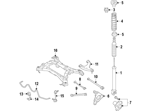 2012 Infiniti M56 Rear Suspension Components, Lower Control Arm, Upper Control Arm, Stabilizer Bar ABSORBER Kit - Shock, Rear Diagram for E6210-1MA0D