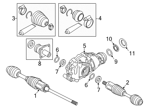 2016 BMW 550i GT xDrive Drive Axles - Front Front Differential Diagram for 31507619364