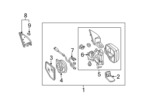 2009 Honda Ridgeline Mirrors Mirror Assembly, Driver Side Door (Dark Cherry Pearl) (R.C.) Diagram for 76250-SJC-A11ZK