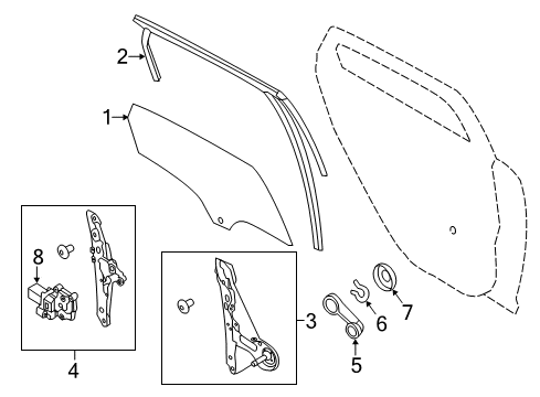 2017 Ford Focus Rear Door Window Channel Diagram for DM5Z-5825767-A