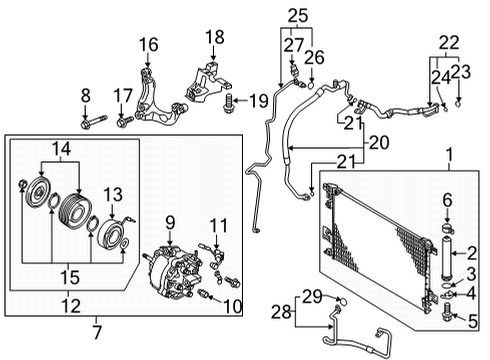 2020 Mitsubishi Outlander Sport Air Conditioner O Ring-Air Conditioning Line Diagram for MB946604