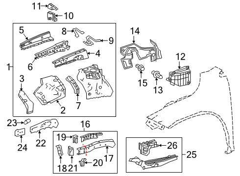 2022 Lexus RX450hL Structural Components & Rails Reinforce Sub-Assembly Diagram for 57034-48031