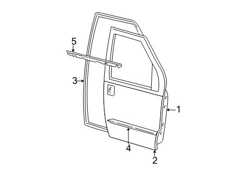 1996 Ford E-150 Econoline Door & Components, Exterior Trim Door Shell Diagram for F6UZ1520124AA