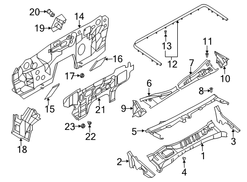 2003 Infiniti M45 Cowl Dash Assy-Upper Diagram for 67100-CR930