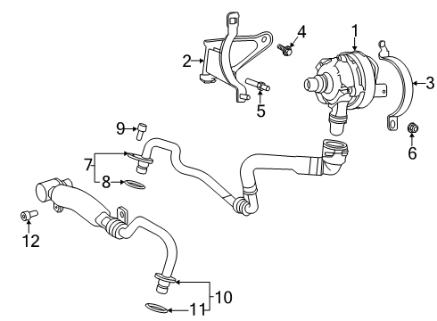 2020 Toyota GR Supra Water Pump Auxiliary Pump Rear Bracket Diagram for 16021-WAA02