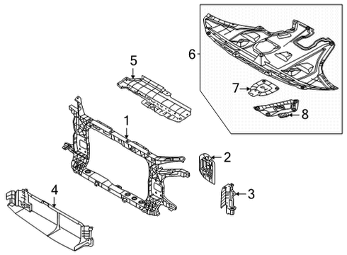 2022 Hyundai Tucson Radiator Support BRACKET ASSY-CARRIER UPR MTG, L Diagram for 64575-N9000
