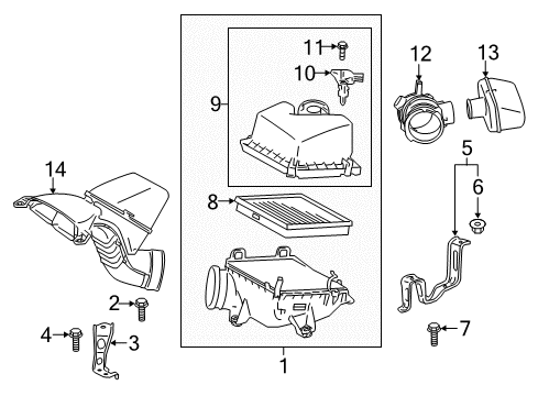 2018 Toyota Highlander Filters Air Inlet Diagram for 17750-0P110