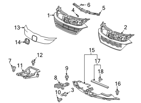 2020 Honda HR-V Grille & Components Clip, Seal Rubber Diagram for 90603-SJA-003
