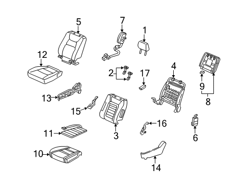 2009 Honda Ridgeline Front Seat Components Pad, Right Front Seat Cushion Diagram for 81137-SJC-L71