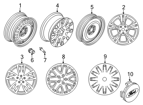 2015 Ford Focus Wheels, Covers & Trim Wheel, Alloy Diagram for CV6Z-1007-D