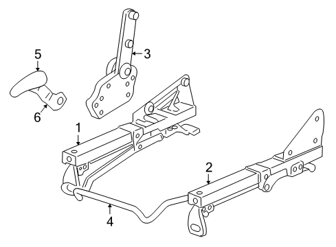 2006 Dodge Viper Tracks & Components Towel Bar-Seat ADJUSTER Handle Diagram for 5093210AA