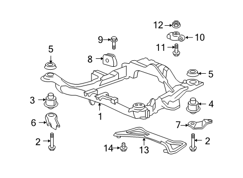 2008 Acura MDX Suspension Mounting - Front Stiffener, Gear Box Diagram for 50210-STX-A00