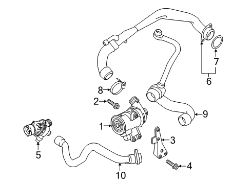 2015 BMW M235i xDrive Water Pump Engine Coolant Hose Diagram for 11537649300