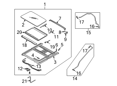 2005 Kia Sorento Sunroof Stopper Assembly, RH Diagram for 816283E000