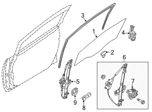 2016 Kia Rio Front Door Run Assembly-Front Door Window Glass Diagram for 825401W000