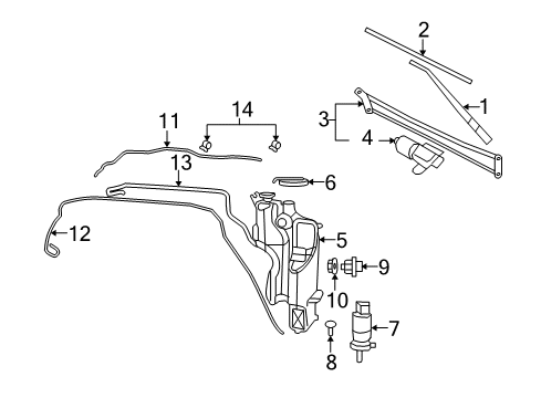 2011 Ram 1500 Wiper & Washer Components Hose-Windshield Washer Diagram for 68184362AE