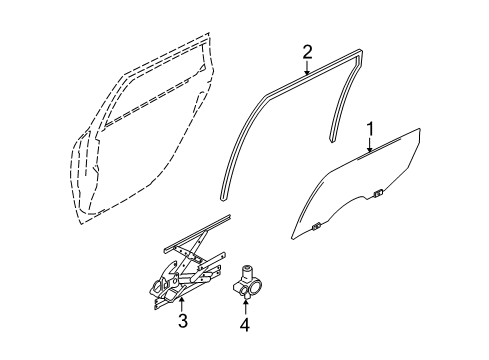 2006 Infiniti M45 Rear Door Glass Run-Rear Door Window, LH Diagram for 82331-EG000