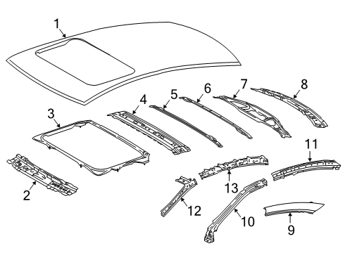 2022 Lexus ES350 Roof & Components Panel Sub-Assembly, Wind Diagram for 63102-06919