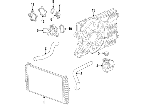 2018 Chevrolet Camaro Cooling System, Radiator, Water Pump, Cooling Fan Hose-Radiator Inlet Diagram for 84128879