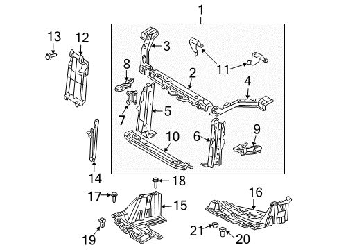 2004 Scion xA Radiator Support Upper Support Diagram for 53213-52060