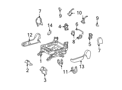 2007 Pontiac Vibe Tracks & Components Latch Diagram for 88973874