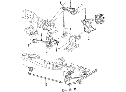 1997 Dodge Dakota Front Suspension Components, Lower Control Arm, Upper Control Arm, Stabilizer Bar Bar-Front SWAY Diagram for 53015935AA