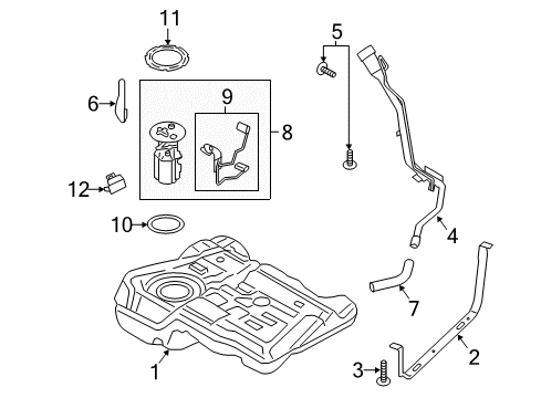 2019 Ford Escape Fuel Supply Fuel Tank Diagram for HV6Z-9002-B