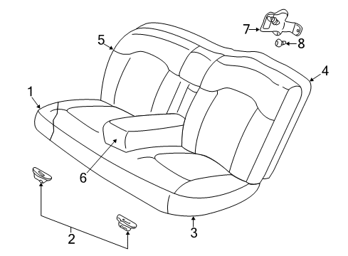 2005 Dodge Stratus Rear Seat Components Rear Seat Cushion Diagram for YB621DVAA