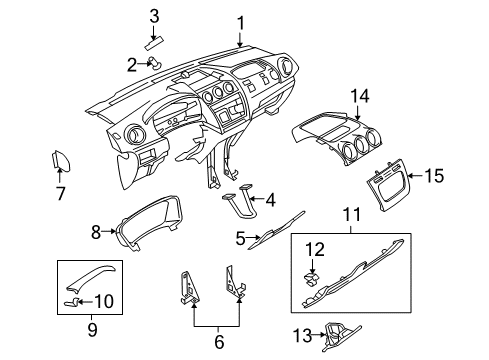 2012 Ford Transit Connect Instrument Panel Components Trim Molding Diagram for 9T1Z-61046B54-AA