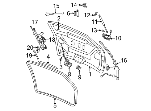 2004 Chrysler Pacifica Lift Gate Bracket-Deck Lid Prop Diagram for 5054018AB