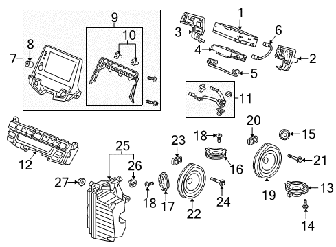 2022 Honda Odyssey Sound System Nut Assy, Speaker Diagram for 90309-T2A-003