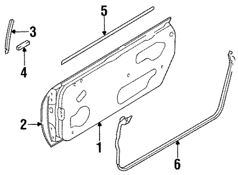 1997 Nissan 240SX Door & Components Moulding Assy-Front Door Outside, RH Diagram for 80820-65F10